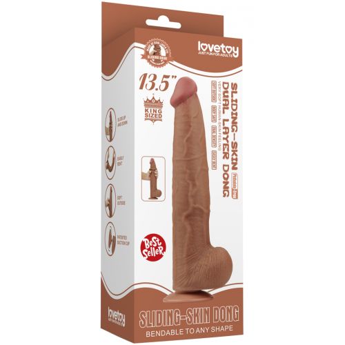 Реалистичный фаллоимитатор-мулат на присоске Lovetoy Sliding-Skin Dual Layer Dong 34 см