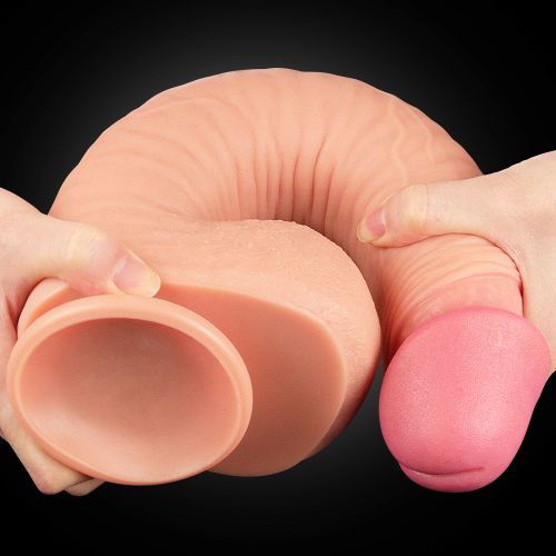 Фаллос-реалистик на присоске с мошонкой Nature Cock Dual Layered 30 см