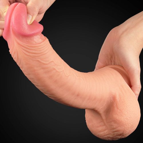 Фаллос-реалистик на присоске с мошонкой Nature Cock Dual Layered 30 см