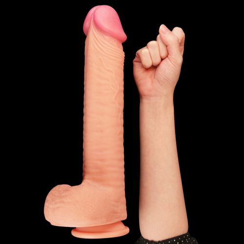 Фаллос-реалистик на присоске с мошонкой Nature Cock Dual Layered 30 см