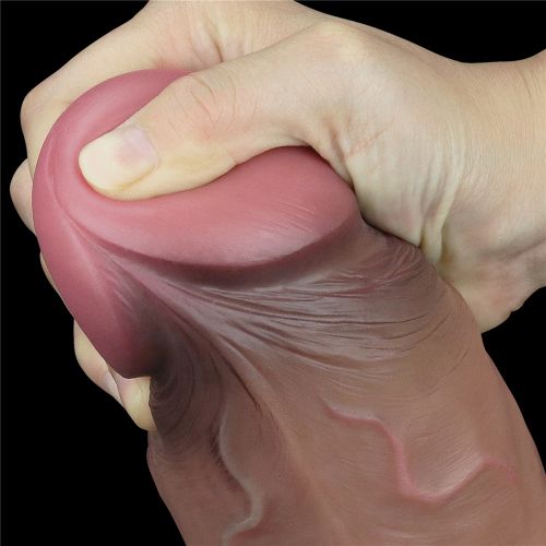 Суперширокий фаллос-мулат с мошонкой Lovetoy Silicone Cock 18 см