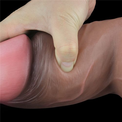 Суперширокий фаллос-мулат с мошонкой Lovetoy Silicone Cock 18 см