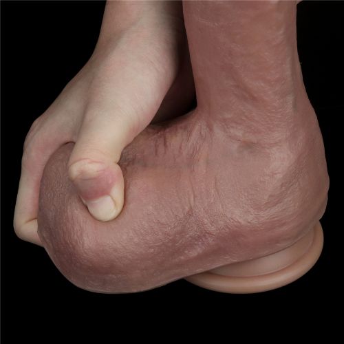 Реалистичный фаллос-мулат с большой мошонкой Lovetoy Silicone Cock 27 см