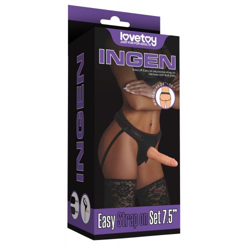 Реалистичный страпон на черных трусиках Easy Strapon Set 19 см