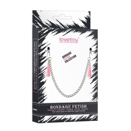 Зажимы для сосков с розовыми кисточками и цепочкой