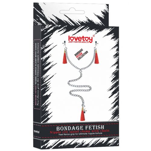 Зажимы для сосков и клитора с красными кисточками Nipple Clit Tassel Clamp With Chain