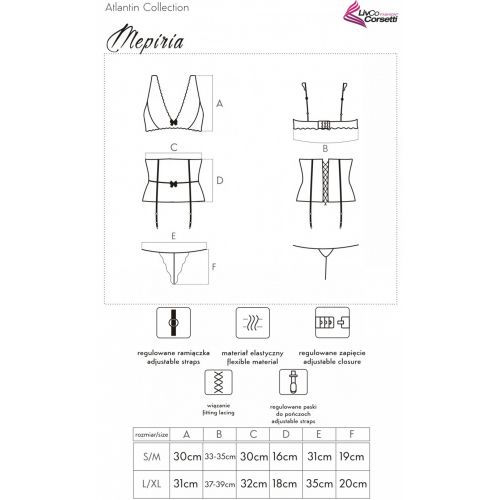Изящный черный комплект с бежевым кружевом и поясом для чулок Mepiria L/XL