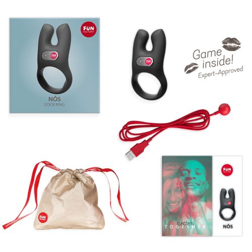 Эрекционное виброкольцо Fun Factory Nos с клиторальным стимулятором, черный