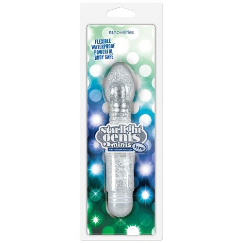 Гнущийся вибратор с блестками Starlight Gems Minis Lyra серебристый