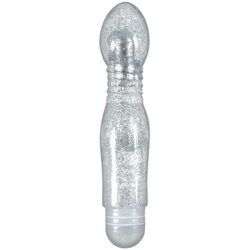 Гнущийся вибратор с блестками Starlight Gems Minis Lyra серебристый