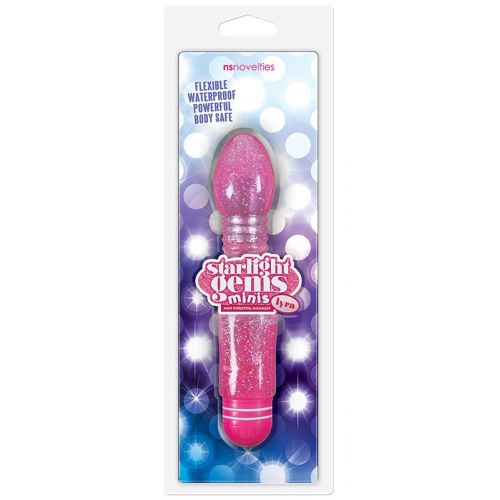 Гнущийся вибратор с блестками Starlight Gems Minis Lyra розовый