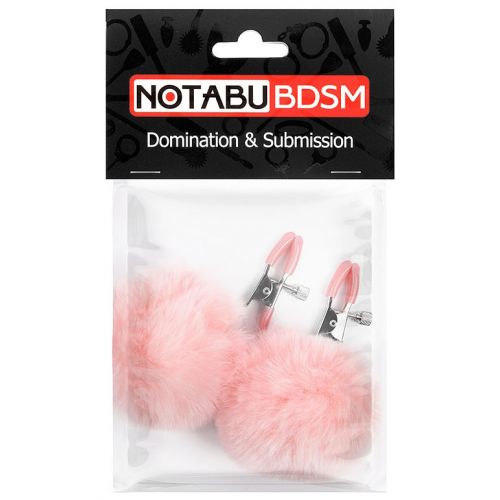 Зажимы на соски с розовыми помпонами Notabu