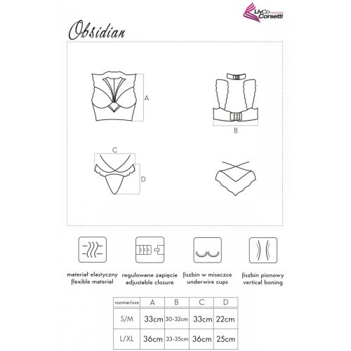 Сексуальный кружевной комплект со стрепами Obsidian S/M