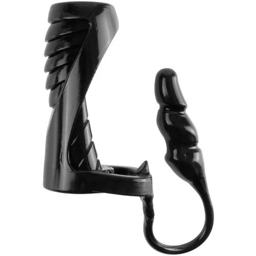 Чёрная насадка на пенис с анальной втулкой Extreme Enhancer with Anal Plug
