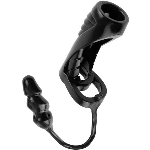 Чёрная насадка на пенис с анальной втулкой Extreme Enhancer with Anal Plug