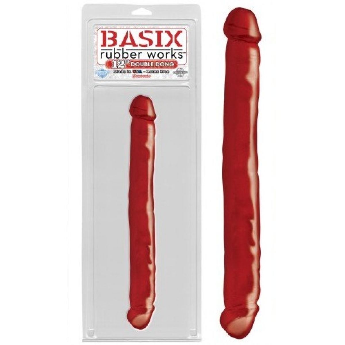 Двухсторонний фаллоимитатор Basix Rubber Works 12 in Double Dong Red