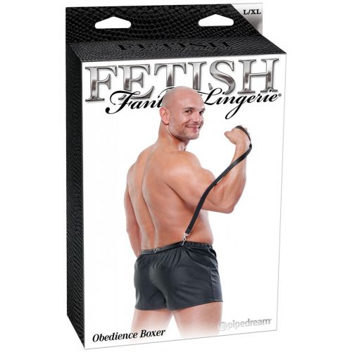 Черные мужские боксеры с поводком Fetish Obedience Boxer XXL/XXXL