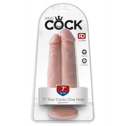 Сдвоенный фаллос на присоске King Cock Two Cocks One Hole Light 20 см