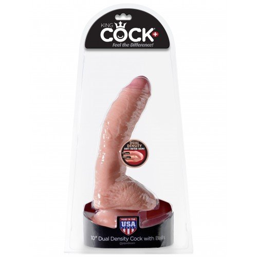 Фаллоимитатор с присоской King Cock Plus 10" Dual Density Cock w/ Balls