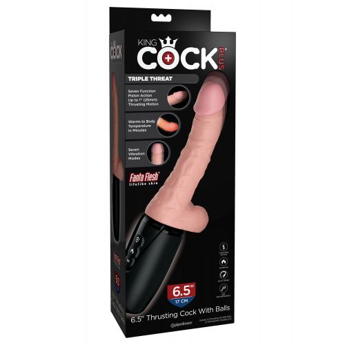 Компактная секс-машина с подогревом King Cock Plus Thrusting Cock with Balls 27 см