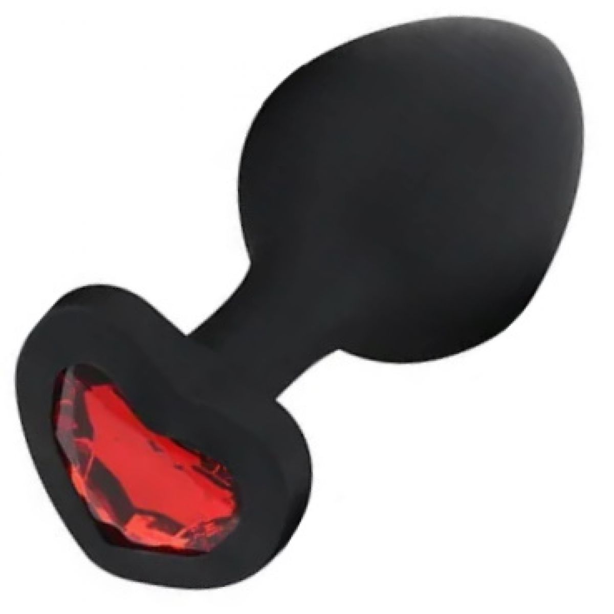 Черная силиконовая пробка M с красным кристаллом в форме сердца