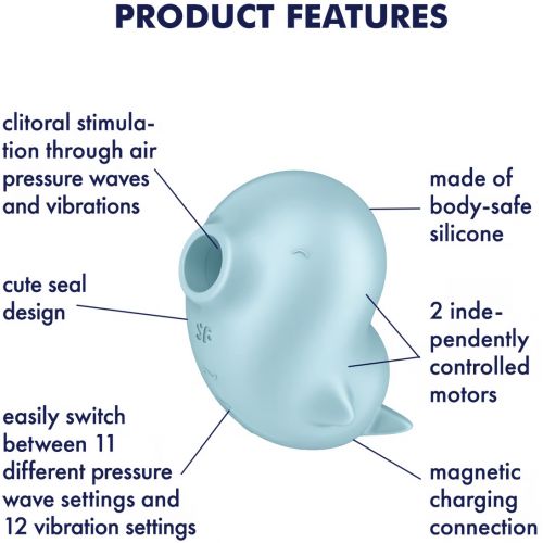 Вакуумно-волновой стимулятор с вибрацией Satisfyer Sassy Seal голубой