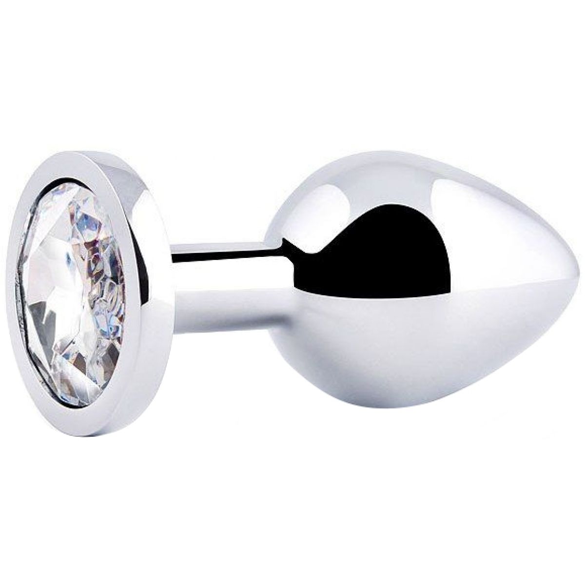 Металлическая анальная пробка с прозрачным камушком L