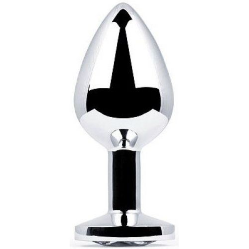 Металлическая анальная пробка с прозрачным камушком L