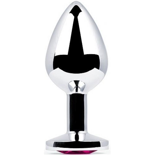 Металлическая анальная пробка с рубиновым камушком L