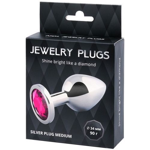 Металлическая анальная пробка с рубиновым камушком L