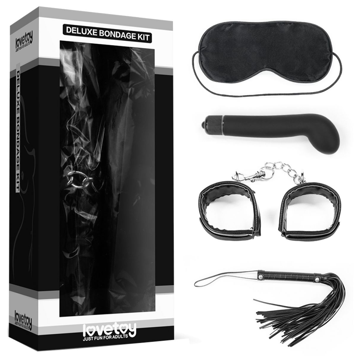 Набор Deluxe Bondage Kit (маска, наручники, плеть, G-вибратор)