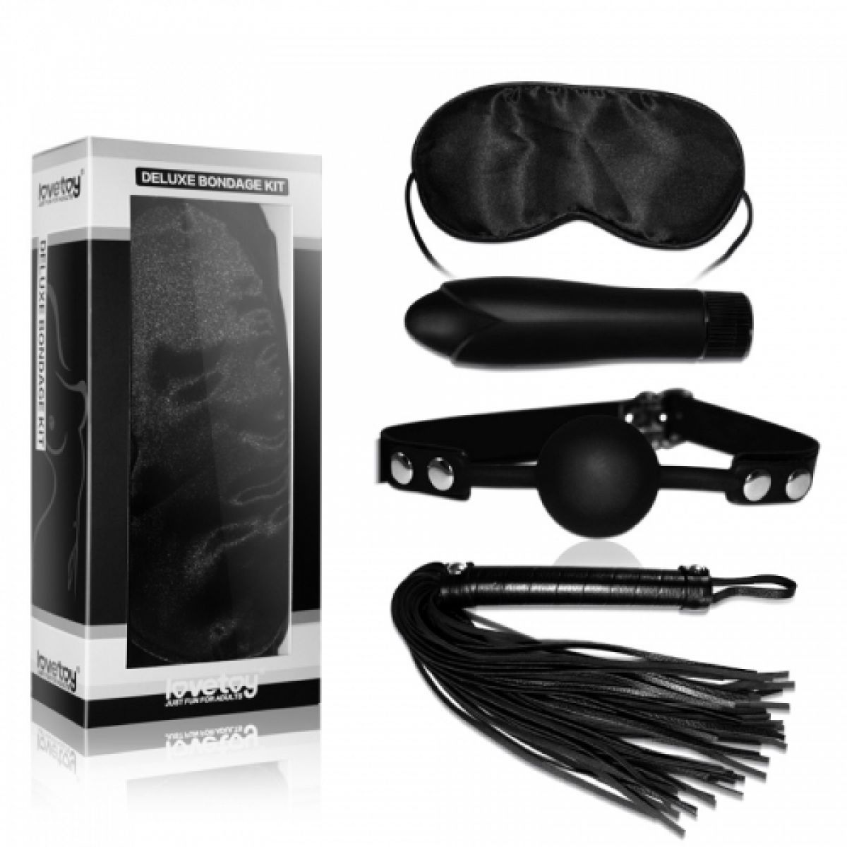 Набор Deluxe Bondage Kit (маска, мини-вибратор, плеть, кляп-шар) 