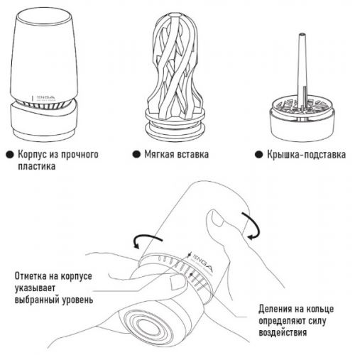 Мастурбатор с имитацией орального секса Tenga Aero Silver Ring