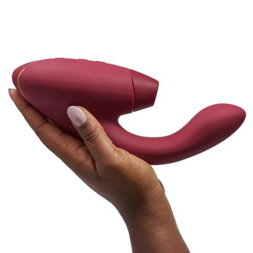 Роскошный вакуумный вибростимулятор для G точки и клитора Womanizer Duo 2 бордовый