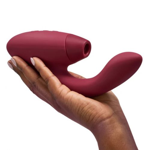 Роскошный вакуумный вибростимулятор для G точки и клитора Womanizer Duo 2 бордовый
