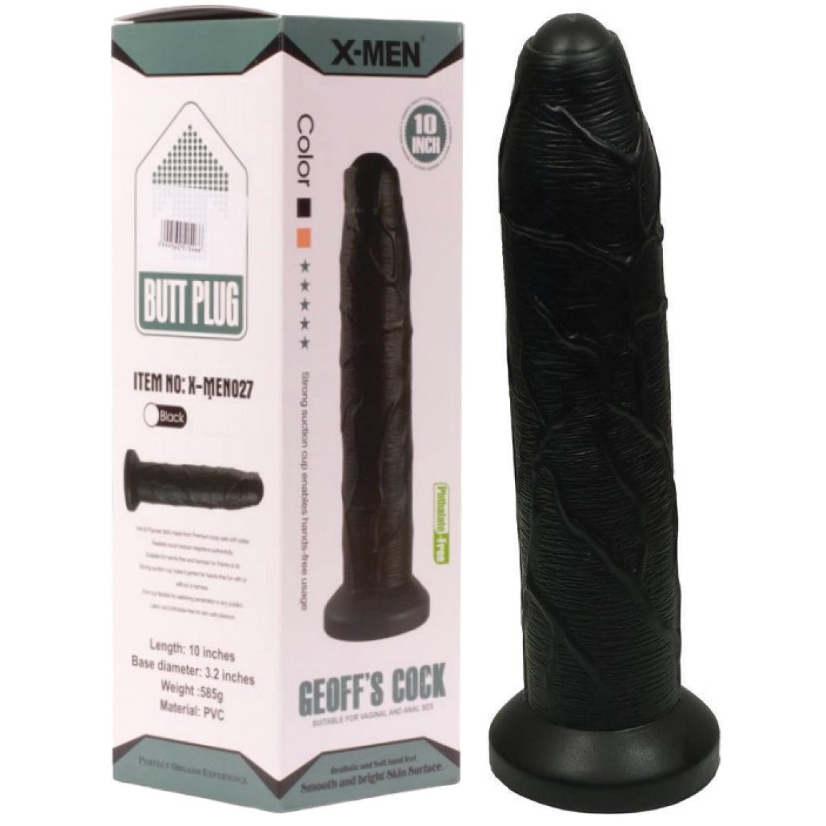 Черный фаллос с венками X-Men Geoffs Cock 25 см