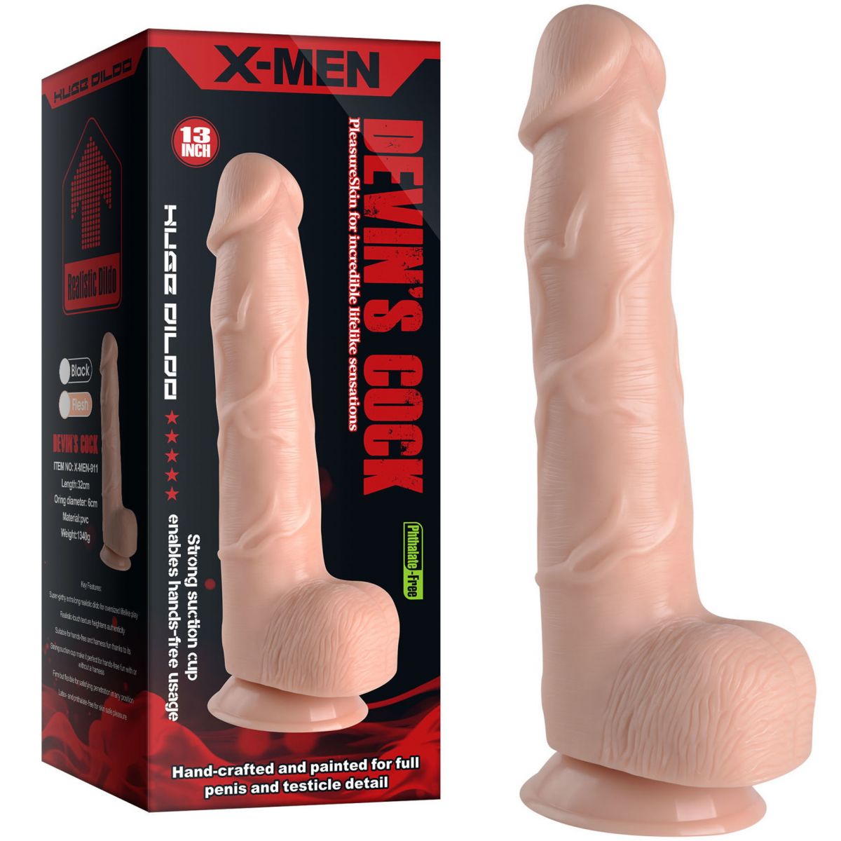 Реалистичный фаллос-гигант X-Men Devins Cock 33 см