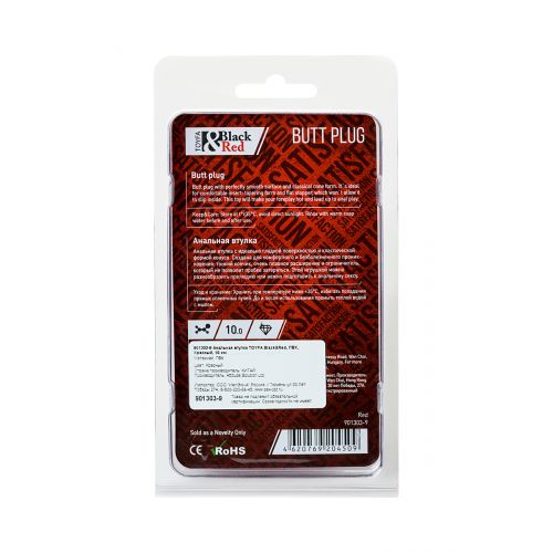 Анальная втулка Black & Red by TOYFA, ПВХ, красная, 10 см, Ø 3 см