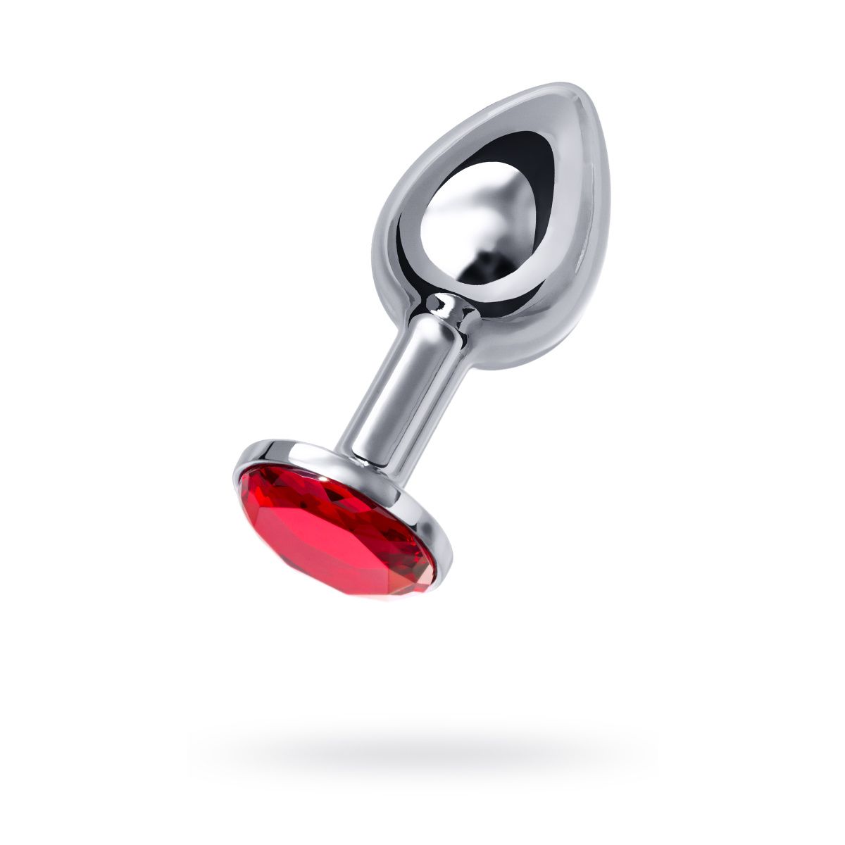 Анальная втулка Metal by TOYFA, металл, серебристая, с рубиновым кристаллом, 7,5 см, Ø 3 см