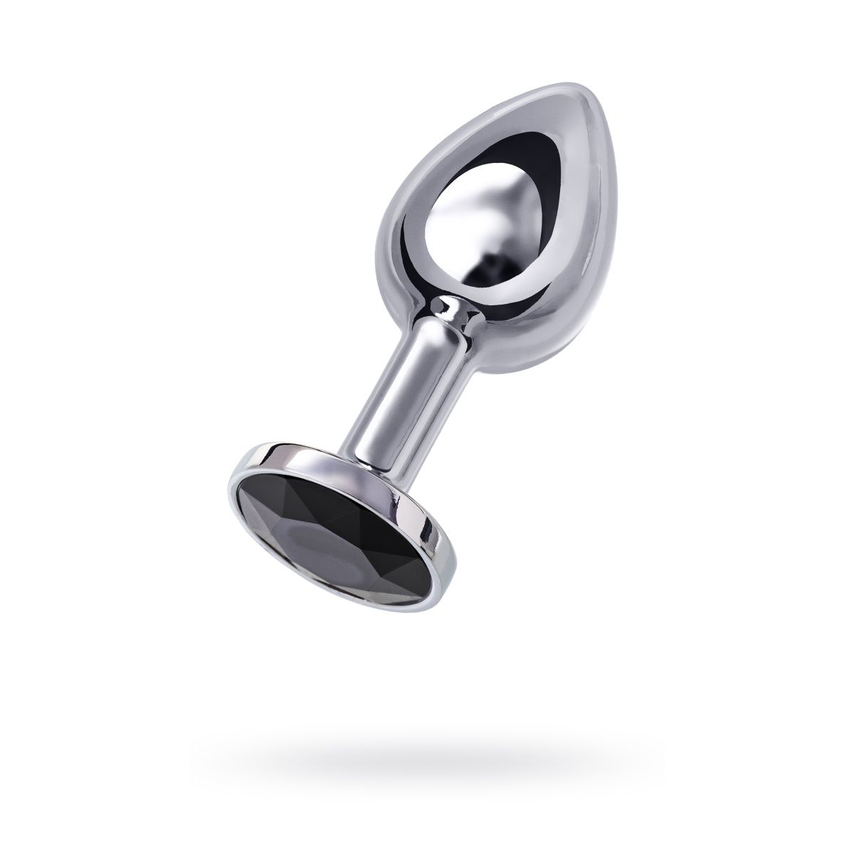 Анальная втулка Metal by TOYFA, металл, серебристая, с черным кристаллом, 7,5 см, Ø 3 см