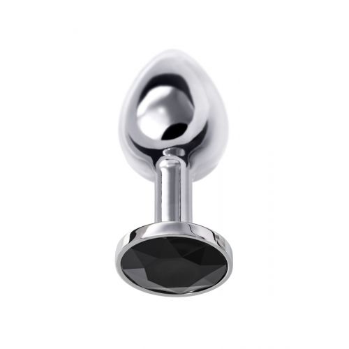 Анальная втулка Metal by TOYFA, металл, серебристая, с черным кристаллом, 7,5 см, Ø 3 см