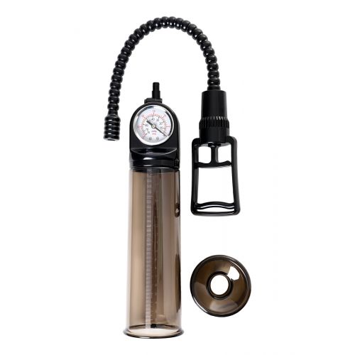 Помпа для пениса Sexus Men Training, вакуумная, механическая, с манометром, ABS пластик, чёрный