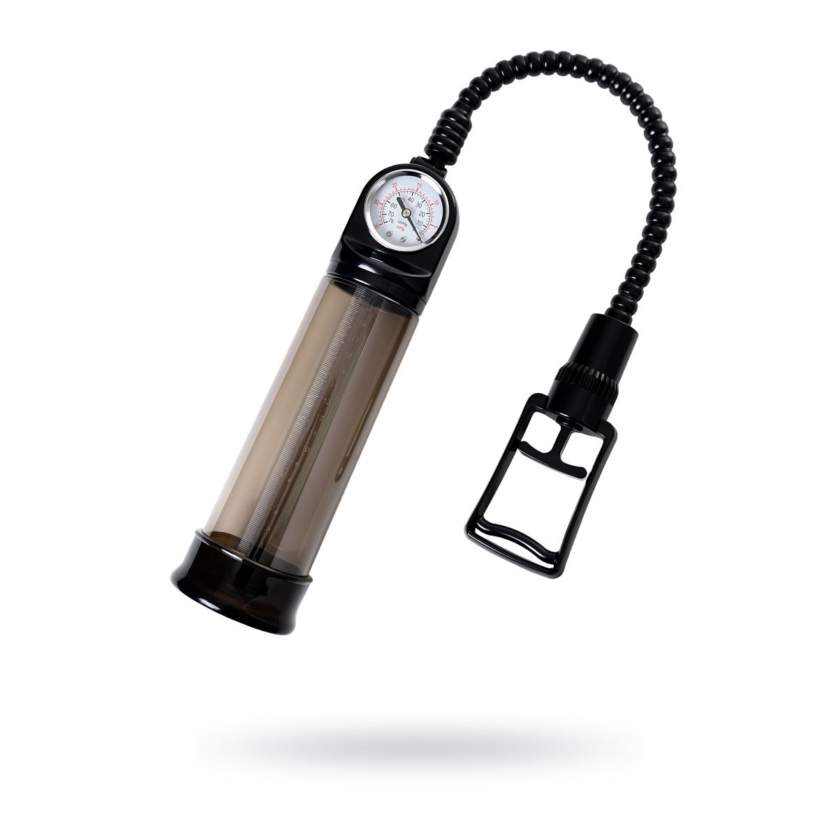 Помпа для пениса Sexus Men Training, вакуумная, механическая, с манометром, ABS пластик, чёрный