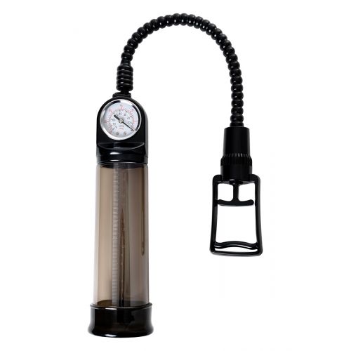 Помпа для пениса Sexus Men Training, вакуумная, механическая, с манометром, ABS пластик, чёрный