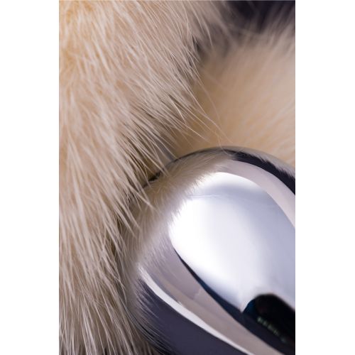 Анальная втулка Metal by TOYFA, металл, серебристая, с белым хвостом, 32 см, Ø 2,9 см, 175 г