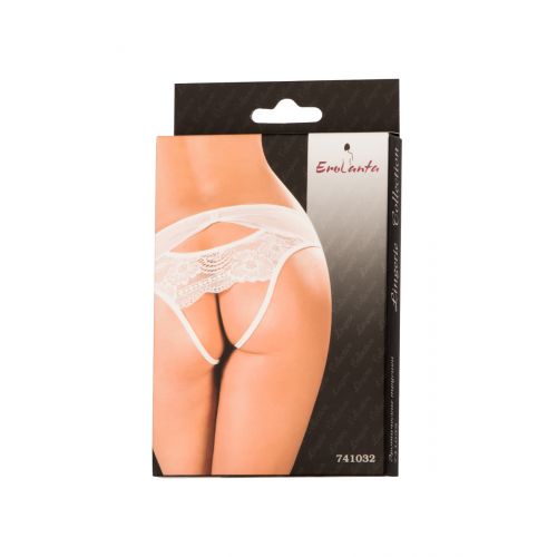 Эротические трусики Erolanta Lingerie Collection со вставкой стрейч-сетки, белые (50-52)