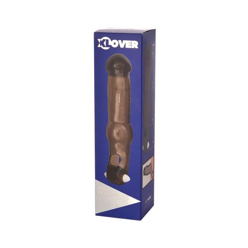 Насадка ToyFa XLover, для увеличения размера с вибрацией,TPE, черная прозрачная, 19,4 см