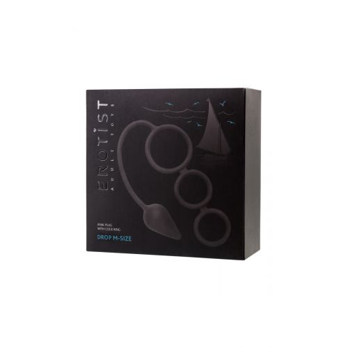 Анальная пробка с эрекционным кольцом Erotist, силикон, черная Анальная пробка с эрекционным кольцом Erotist, силикон, черная