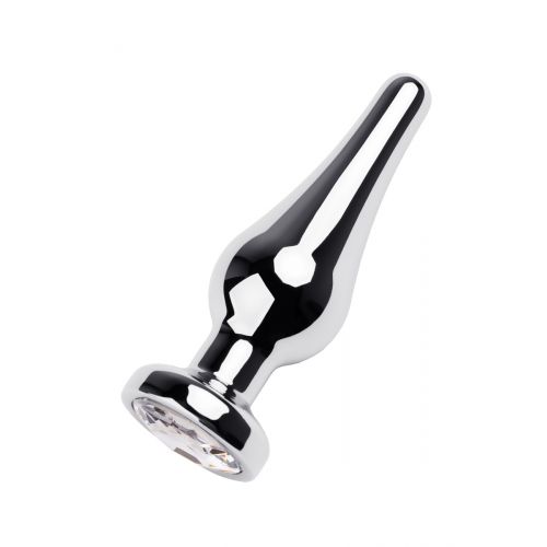 Анальный страз Metal by TOYFA, металл, серебристый, с кристаллом цвета алмаз, 10 см, Ø 3 см, 95 г