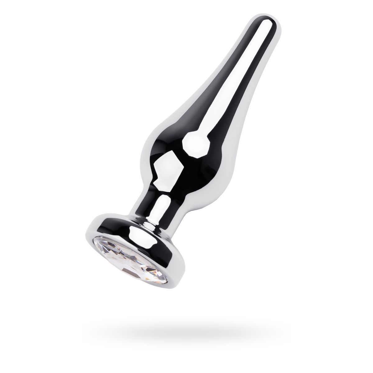 Анальный страз Metal by TOYFA, металл, серебристый, с кристаллом цвета алмаз, 10 см, Ø 3 см, 95 г